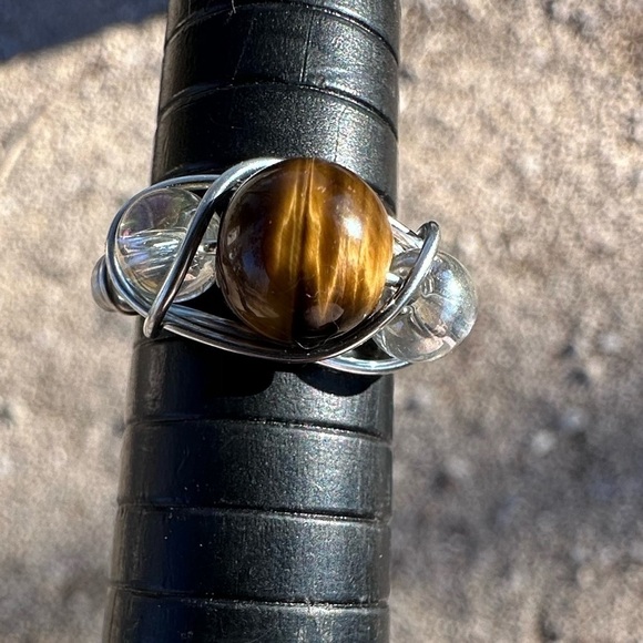 Handmade tiger eye copper ring - Picture 2 of 4